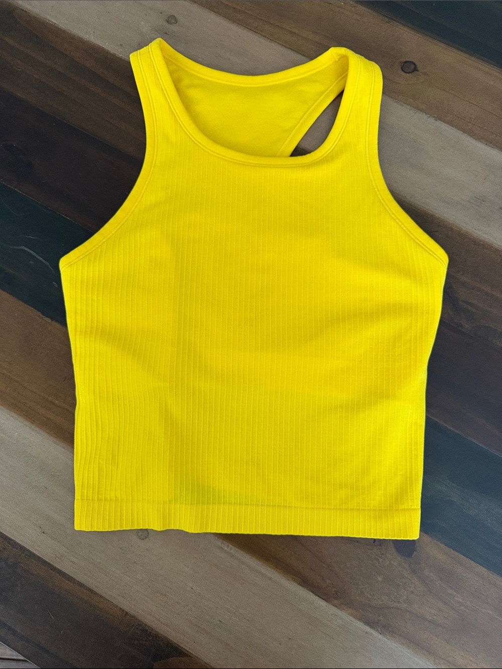 CRZ YOGA Bright Yellow Ribbed Tank Crop